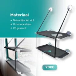 Raamhangmat - Dubbellaags - Met Zuignappen - 20kg Draag Gewicht - Kattenhangmat - Hangmat Kat - Kattenbed - Kattenkussen - Kattenbank - Kattenmand - Raam - Kattenhangmat Raam - Zwart - Radiator -Huisdierbenodigdheden 1200x1200 4125