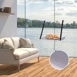 Nobleza 40AG6 - Kattenhangmat - Hangmat Kat - 60x32cm - Kattenhangmat Raam – Kattenbed - Kattenhangmand - Kattenkussen - Grijs -Huisdierbenodigdheden 1200x1200 4127