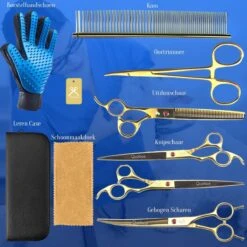 Scharenset Hond - 8-Delige Scharenset - Hondenschaar - Trimset - Trimschaar Voor Honden - Huisdier Knipset - Effileerschaar Hond - Goud -Huisdierbenodigdheden 1200x1200 415