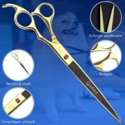 Scharenset Hond - 8-Delige Scharenset - Hondenschaar - Trimset - Trimschaar Voor Honden - Huisdier Knipset - Effileerschaar Hond - Goud -Huisdierbenodigdheden 1200x1200 417