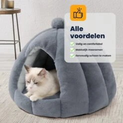 MIRO Katten Huis - Kattenhuizen - Kattenhok - Kattenmand - Dierenhuis - Extra Zacht - Grijs -Huisdierbenodigdheden 1200x1200 4180
