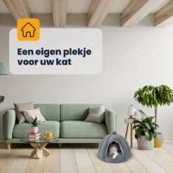 MIRO Katten Huis - Kattenhuizen - Kattenhok - Kattenmand - Dierenhuis - Extra Zacht - Grijs -Huisdierbenodigdheden 1200x1200 4181