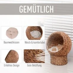 PawHut Kattenmand Rotan Kattennest Kattenbed Met Kussen Huisdierbed Bruin D30-104 14 PawHut Kattenmand Rotan Kattennest Kattenbed Met Kussen Huisdierbed Bruin D30-104 -Huisdierbenodigdheden 1200x1200 4185