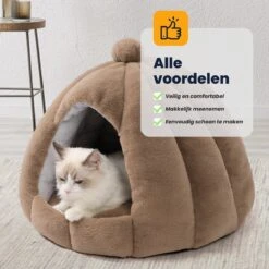 MIRO Katten Huis - Kattenhuizen - Kattenhok - Kattenmand - Dierenhuis - Extra Zacht - Bruin -Huisdierbenodigdheden 1200x1200 4203
