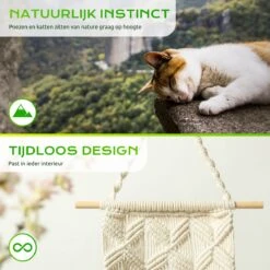 Qoods Kattenhangmat Macramé - Hangende Kattenmand Raam Of Radiator - Kattenbed - Poezenmand -Huisdierbenodigdheden 1200x1200 4206