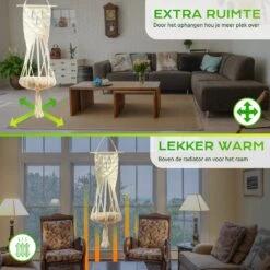 Qoods Kattenhangmat Macramé - Hangende Kattenmand Raam Of Radiator - Kattenbed - Poezenmand -Huisdierbenodigdheden 1200x1200 4208