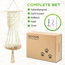 Qoods Kattenhangmat Macramé - Hangende Kattenmand Raam Of Radiator - Kattenbed - Poezenmand -Huisdierbenodigdheden 1200x1200 4210