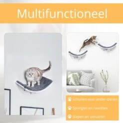 Merkloos Paws And Claws - Cat Shelf – Hangmat Kat – Kattenplank - Kattenbed - Wasbaar – Wandmontage – MDF - Wit -Huisdierbenodigdheden 1200x1200 4232