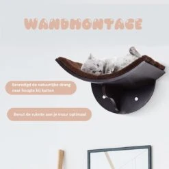 Merkloos Paws And Claws - Cat Shelf – Hangmat Kat – Kattenplank - Kattenbed - Wasbaar – Wandmontage – MDF - Bruin -Huisdierbenodigdheden 1200x1200 4257