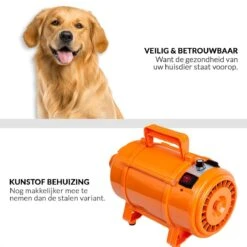 Krachtige Hondenföhn/ Waterblazer Met Draaiknop Om Overtollig Water En Stof Snel Uit De Vacht Te Blazen | Verstelbare Vermogen Standen (500W Tot 2200W) En Verstelbare Temperatuur - Type B Oranje -Huisdierbenodigdheden 1200x1200 426