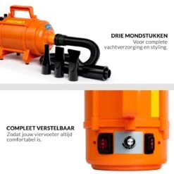 Krachtige Hondenföhn/ Waterblazer Met Draaiknop Om Overtollig Water En Stof Snel Uit De Vacht Te Blazen | Verstelbare Vermogen Standen (500W Tot 2200W) En Verstelbare Temperatuur - Type B Oranje -Huisdierbenodigdheden 1200x1200 427