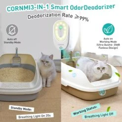 DVL Products Cornmi Kattengeurverwijderaar - Kattenbak Geurverdrijver - Met Ozon & Aromatherapie - Oplaadbaar En Infraroodsensor - Nachtlicht Optie - Duurzaam - Ledverlichting - Honden & Katten Geurverdrijver -Huisdierbenodigdheden 1200x1200 4270