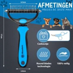 Woodoro 2-Zijdige Kattenkam Voor Ondervacht - Voorkomt Haaruitval - Verwijdert Klitten 12 Woodoro 2-Zijdige Kattenkam Voor Ondervacht - Voorkomt Haaruitval - Verwijdert Klitten -Huisdierbenodigdheden 1200x1200 510