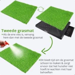 AWEMOZ Hondentoilet Kunstgras - Met 2 Matten En Opvangbak - 64x52x7,5cm - Puppy Pads - Zindelijkheidstraining Hond - Training Pads - Indoor / Outdoor Honden Toilet -Huisdierbenodigdheden 1200x1200 662