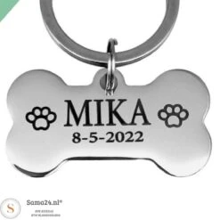 Titanium Hondenpenning Met Naam Inclusief 2 Kanten Graveren Bot 40 Mm | Luxe Honden Penning