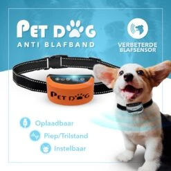 PET DOG® | Anti Blafband Voor Honden | 3 T/m 60 Kg | Oplaadbaar | Anti Blaf Band | Trainingsband | Vibratie En Geluid | Diervriendelijk | Shock Aan/uit Instelbaar