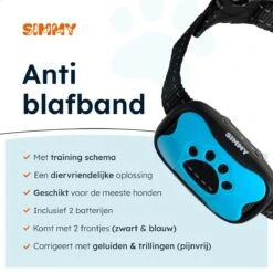Simmy Anti Blafband - Diervriendelijke Opvoedingshalsband - Zwart En Blauw - Diervriendelijk - Zonder Schok - Anti Blaf Band Voor Grote En Kleine Honden -Huisdierbenodigdheden 1200x1200 744