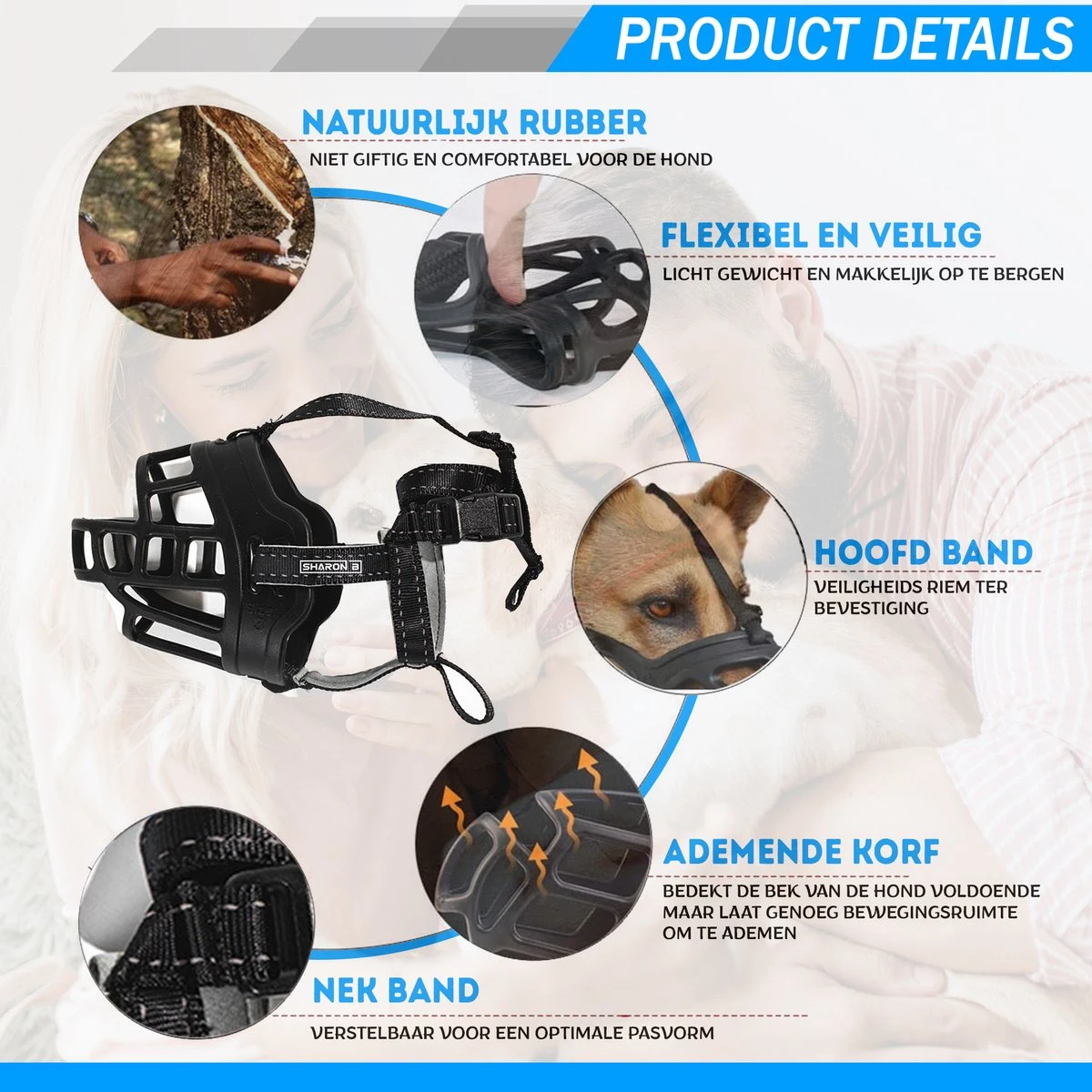 Sharon B Muilkorf Hond - Zwart - XXL - Voor Zeer Grote Honden - Snuitomtrek 38-43 Cm 3 Sharon B Muilkorf Hond - Zwart - XXL - Voor Zeer Grote Honden - Snuitomtrek 38-43 Cm - Afbeelding 3