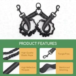 Nobleza Splitter Hondenriem - Dubbel Aanlijnriem Voor Honden - Splitter Verstelbaar - Zwart -Huisdierbenodigdheden 1200x1200 894