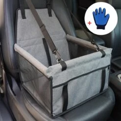 Merkloos Sam's Home Premium - Opvouwbare Autostoel Hond - Inclusief Hondenriem En GRATIS Borstelhandschoen - Hondenzitje - Puppyzitje - Lichtgrijs