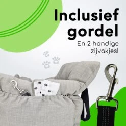 Doxie® Autostoel Hond – Hondenmand – 2 In 1 – 50 X 40 Cm – Wasbaar – Antislip – Waterbestendig – Incl. Autogordel – Maat S – Lichtgrijs -Huisdierbenodigdheden 1200x1200 928