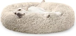 Pet Perfect Donut Hondenmand XXL - 100cm - Fluffy Hondenkussen - Hondenbed - Créme/Bruin