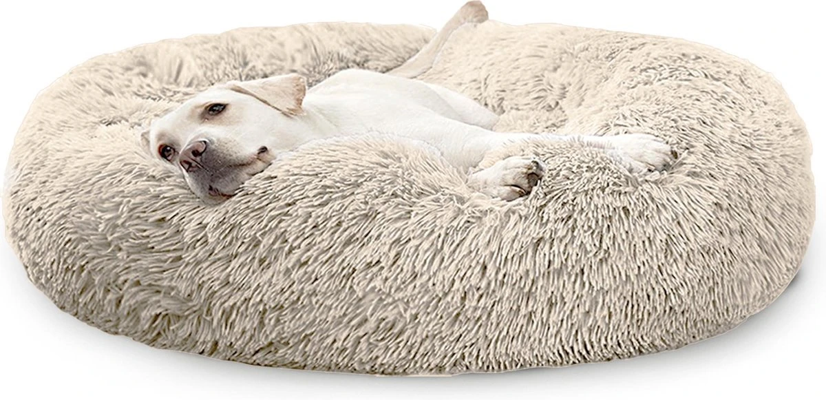 Pet Perfect Donut Hondenmand XXL - 100cm - Fluffy Hondenkussen - Hondenbed - Créme/Bruin 1 Pet Perfect Donut Hondenmand XXL - 100cm - Fluffy Hondenkussen - Hondenbed - Créme/Bruin