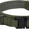 Militaire Tactische Halsband Duitse Shepard Medium Grote Hond Halsbanden Voor Walking Training Duarable Halsband Controle Handvat- Donkergroen Olijf Bruin- L 42-54 CM