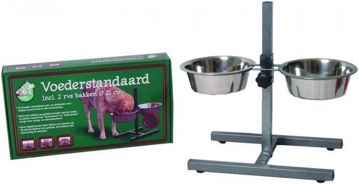 H-Standaard Inclusief Roestvrijstalen Voerbakken - 24 Cm 6 H-Standaard Inclusief Roestvrijstalen Voerbakken - 24 Cm - Afbeelding 6