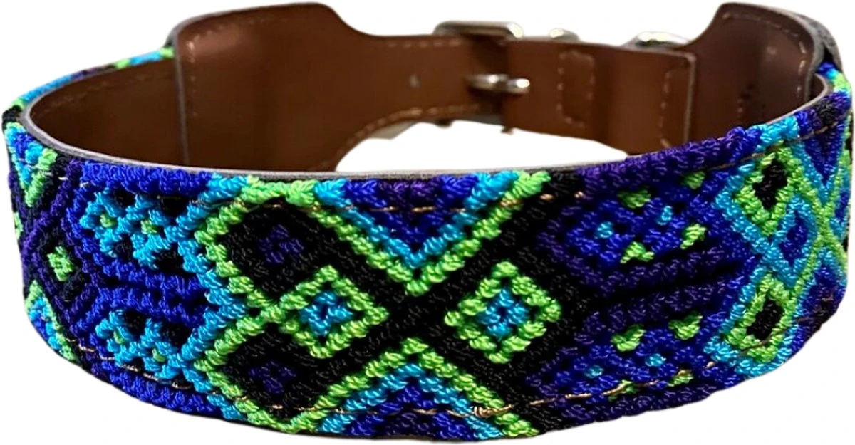 Hondenhalsband - Blauw/groen/zwart - XL ( Nekomvang 53 - 63 Cm ) 1 Hondenhalsband - Blauw/groen/zwart - XL ( Nekomvang 53 - 63 Cm )