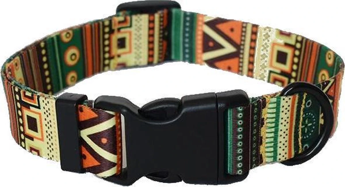 Halsband Hond Kleuren Aztec Print - Leiband - Verstelbaar - Motief - Katoen - Maat M - 27 Tot 41 Cm 1 Halsband Hond Kleuren Aztec Print - Leiband - Verstelbaar - Motief - Katoen - Maat M - 27 Tot 41 Cm