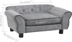 VidaXL Hondenbank 72x45x30 Cm Pluche Grijs -Huisdierbenodigdheden 1200x709 5