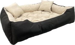 Ecco - Honden- En Kattenbed Met Kussen | Binnenmaat: 130x100 / Buitenmaat: 145x115cm - Beige / Zwart -Huisdierbenodigdheden 1200x717 4