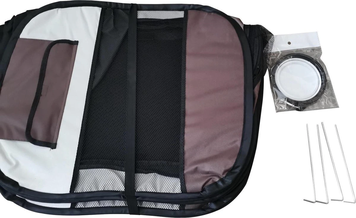 Dailyibed Opvouwbare Puppyren - Bruin - 115x115x58 Cm - Incl. Draagtas - Incl. Voederbak 3 Dailyibed Opvouwbare Puppyren - Bruin - 115x115x58 Cm - Incl. Draagtas - Incl. Voederbak - Afbeelding 3