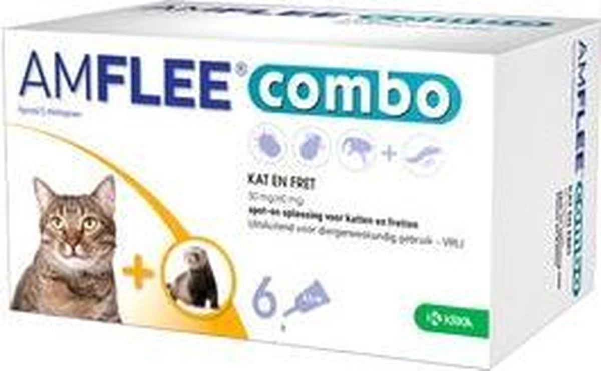 Amflee Combo Spot-on Kat - 50 Mg - 6 Pipetten 2 Amflee Combo Spot-on Kat - 50 Mg - 6 Pipetten - Afbeelding 2