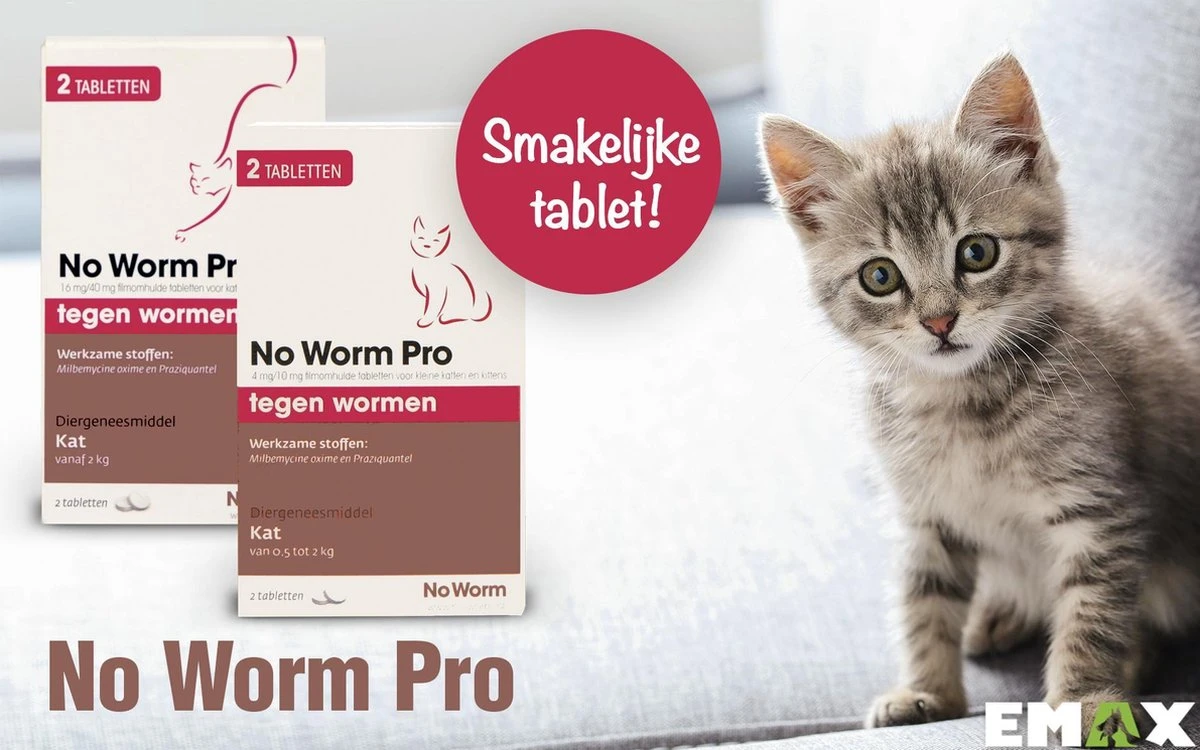 No Worm Pro Kat & Kitten - Anti Wormenmiddel - 2 X 2 Tab Vanaf 0.5 Kg Vanaf 6 Weken 3 No Worm Pro Kat & Kitten - Anti Wormenmiddel - 2 X 2 Tab Vanaf 0.5 Kg Vanaf 6 Weken - Afbeelding 3
