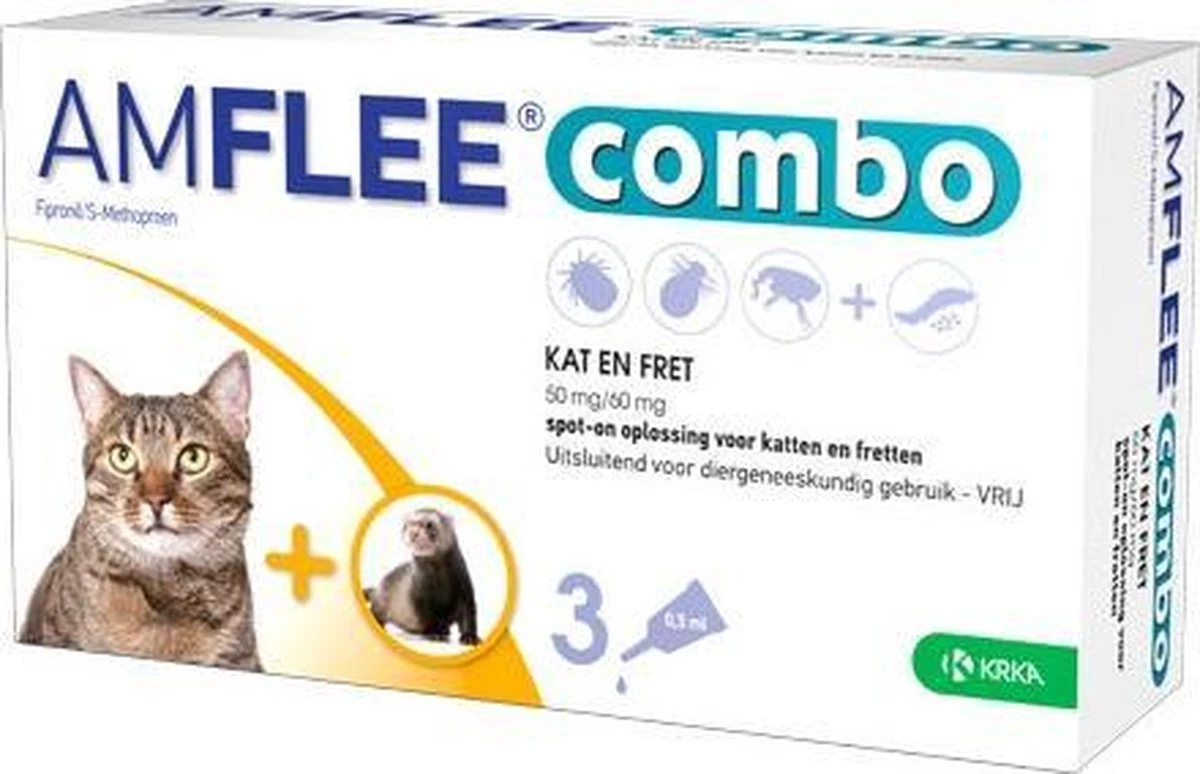 Amflee Combo Spot-on Kat - 50 Mg - 6 Pipetten 1 Amflee Combo Spot-on Kat - 50 Mg - 6 Pipetten