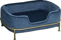 PawHut Hondenbank Met Rugleuning Huisdierenbank Met Metalen Poten Hondenbed Kattenbank D04-157