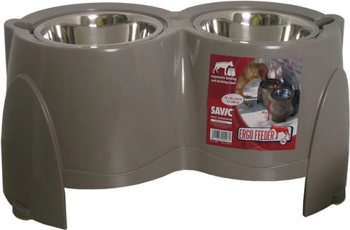 Savic Ergo Feeder - Grijs 1500 Ml 2 X 21 Cm 1 Savic Ergo Feeder - Grijs 1500 Ml 2 X 21 Cm