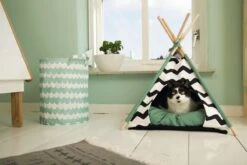 Beeztees Kioni Tipi Tent - Kattenhuis - Zwart/Wit - 50x50x70 Cm -Huisdierbenodigdheden 1200x800 354