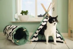 Beeztees Kioni Tipi Tent - Kattenhuis - Zwart/Wit - 50x50x70 Cm -Huisdierbenodigdheden 1200x800 355