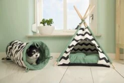 Beeztees Kioni Tipi Tent - Kattenhuis - Zwart/Wit - 50x50x70 Cm -Huisdierbenodigdheden 1200x800 357