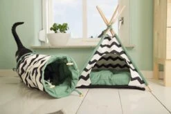 Beeztees Kioni Tipi Tent - Kattenhuis - Zwart/Wit - 50x50x70 Cm -Huisdierbenodigdheden 1200x800 359