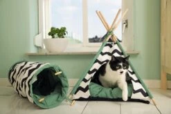 Beeztees Kioni Tipi Tent - Kattenhuis - Zwart/Wit - 50x50x70 Cm -Huisdierbenodigdheden 1200x800 360