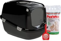 PeeWee Kattenbak XXL EcoDome Startpakket - Zwart - 66,5 X 48,5 X 46,5 Cm -Huisdierbenodigdheden 1200x820 3