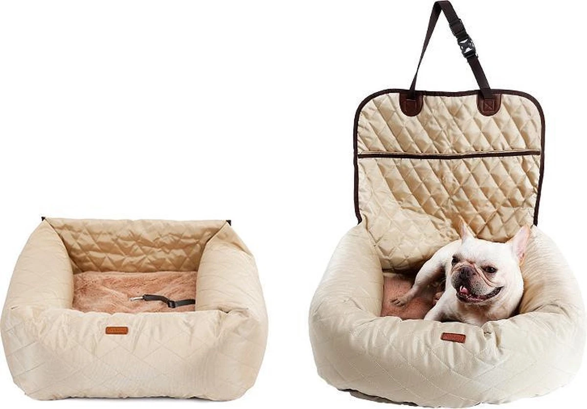 Zeer Luxe Hondenmand Voor In De Auto Beige - Comfortabel Vervoer Voor Je Viervoeter - Honden Zitje Auto - Autostoel Voor Hond - Honden Mand - Dieren Mand - Veilig Onderweg - Hondenzitje - Auto Bench - Beige - 40x30 Cm 1 Zeer Luxe Hondenmand Voor In De Auto Beige - Comfortabel Vervoer Voor Je Viervoeter - Honden Zitje Auto - Autostoel Voor Hond - Honden Mand - Dieren Mand - Veilig Onderweg - Hondenzitje - Auto Bench - Beige - 40x30 Cm