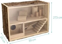 Navaris Houten Hamsterhuis - Speelhut Voor Hamsters, Kleine Knaagdieren, Gerbils, Muizen - Schuilplaats Op Twee Etages Voor Hamster, Cavia, Muis -Huisdierbenodigdheden 1200x846 7