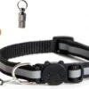ACE Pets Reflecterende Kattenhalsband Met Veiligheidssluiting – Halsband Kat & Kitten - Met Adreskoker - Kittenhalsband & Kattenbandje Met Belletje - Zwart