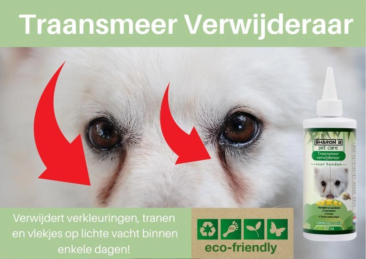 Traansmeer Verwijderaar Hond - Mega Fles - 237ml - Traanstreep Remover - Traansmeer Remover - Tegen Korstjes En Verkleuringen Bij Honden Met Lichte Vacht 3 Traansmeer Verwijderaar Hond - Mega Fles - 237ml - Traanstreep Remover - Traansmeer Remover - Tegen Korstjes En Verkleuringen Bij Honden Met Lichte Vacht - Afbeelding 3