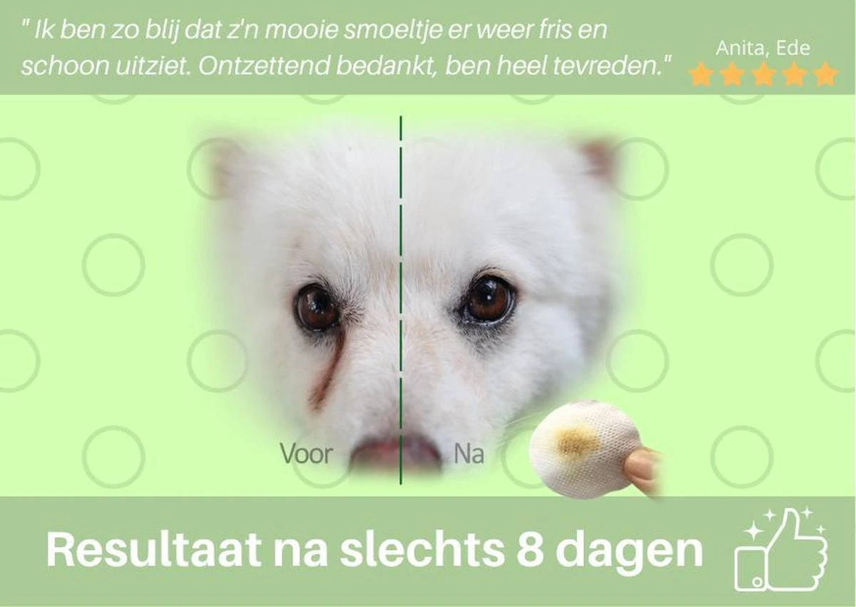 Traansmeer Verwijderaar Hond - Mega Fles - 237ml - Traanstreep Remover - Traansmeer Remover - Tegen Korstjes En Verkleuringen Bij Honden Met Lichte Vacht 2 Traansmeer Verwijderaar Hond - Mega Fles - 237ml - Traanstreep Remover - Traansmeer Remover - Tegen Korstjes En Verkleuringen Bij Honden Met Lichte Vacht - Afbeelding 2